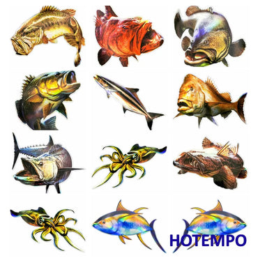 20cm Big Size Marine Life Deep Sea Fish Laser Style Waterproof Stickers for Fisherman Boat Luggage Laptop Motorcycle Car Sticker (Online Order Only)
