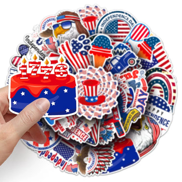 10/50Pcs American Flag Independence Day Cool Stickers Laptop Guitar Luggage Phone Waterproof Graffiti Sticker Decal Kid Toys (ONLINE ORDER ONLY)