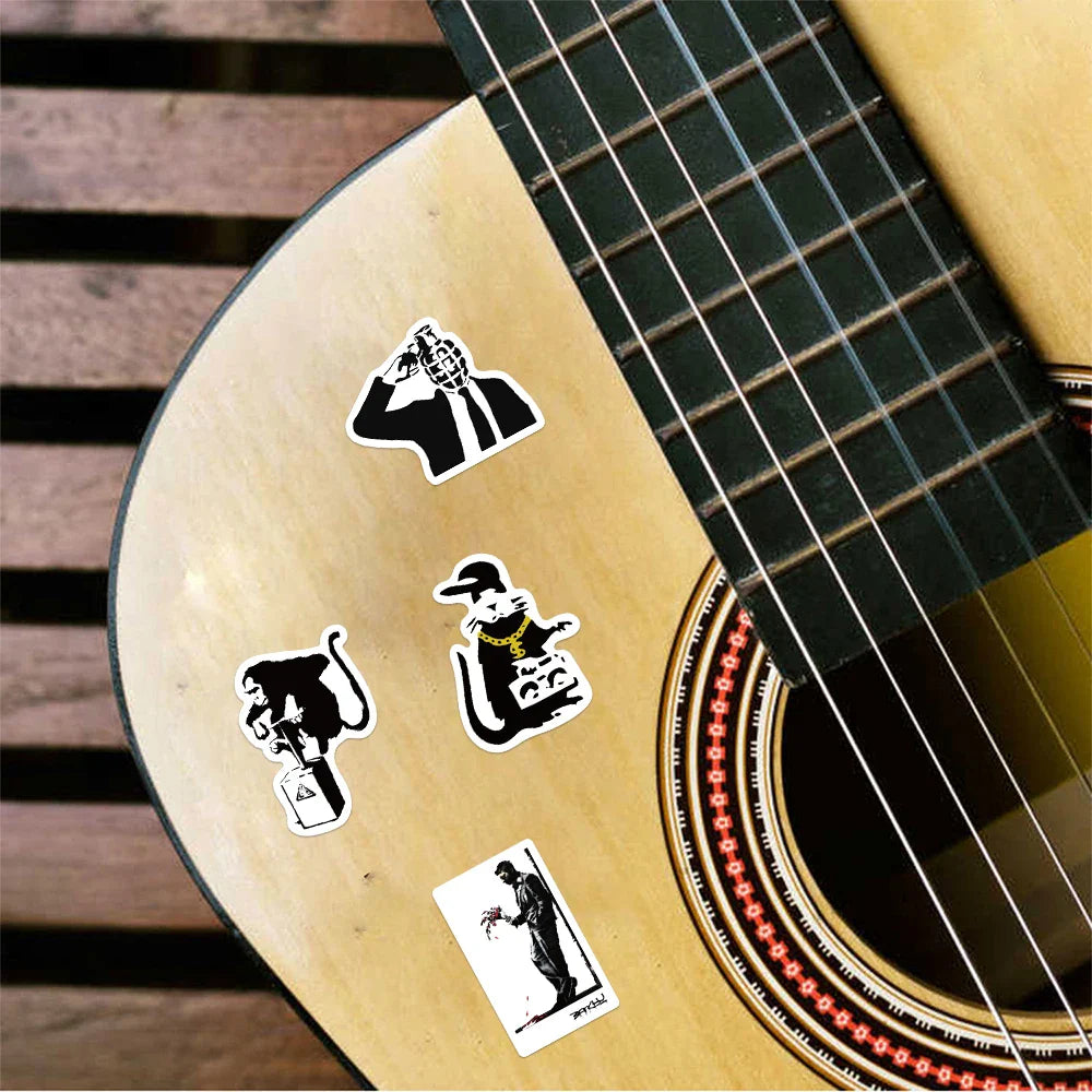 50Pcs Banksy Stickers banksy art graffiti Stickers for DIY Luggage Laptop Skateboard Motorcycle Bicycle Sticker (ONLINE ORDER ONLY)