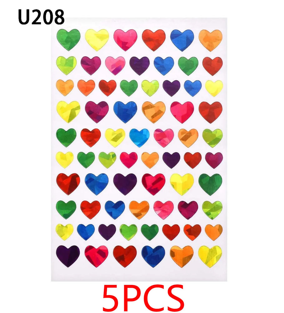 5 Pages Laser Gold Foil Self-adhesive Star Round Heart-shaped Stickers Reward Chart Decorative Children Toy Gifts Sticker Labels (ONLINE ORDER ONLY)