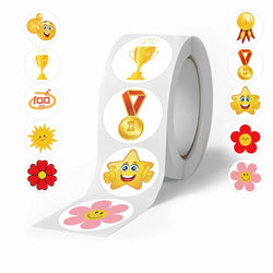 500pcs/roll Kids Stationery Stickers Birthday Party Back ground Fruits Balloon Happy Banner Refrigerator Vegetable Stickers Toys (Online Order Only)