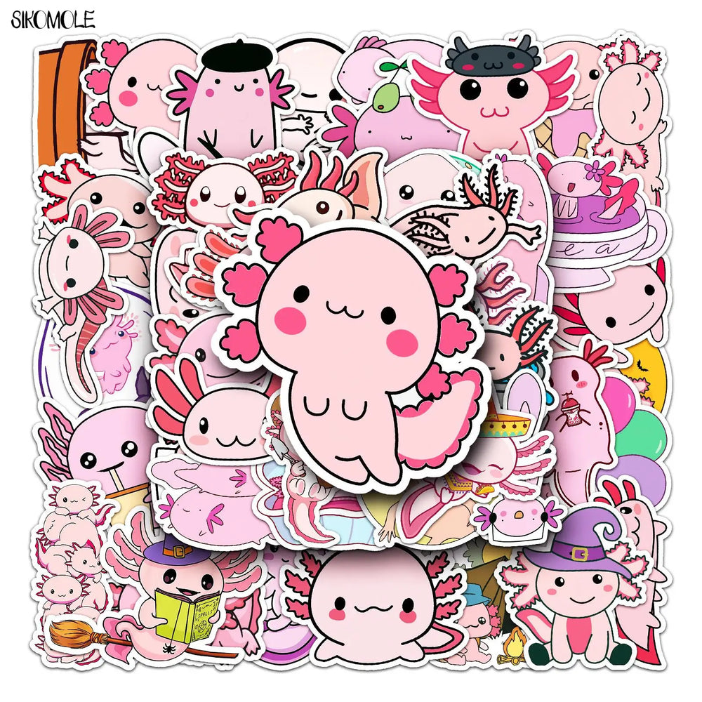 Axolotl Stickers Pack: Cute Animal Decals for Water Bottle, Laptop, Fridge, Scrapbook (Online Order Only)
