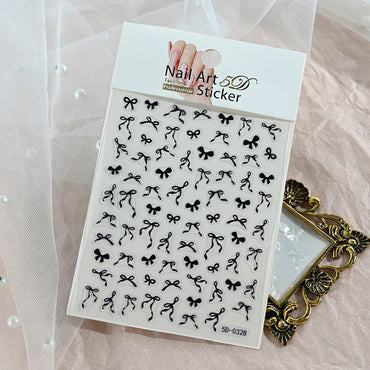 1Sheet Pink/White/Black Bow 5D Nail Art Stickers Bowknot Self-Adhesive Slider Romantic Lace Ribbon Valentine's Manicure Decals * (Online Order Only)