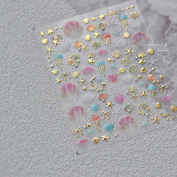 Dizzying Shell Coral Dolphin Starfish Heart Jellyfish Water Bubbles Ocean Adhesive Nail Art Decorations Stickers Manicure Decals (ONLINE ORDER ONLY)