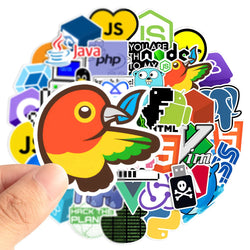 10/30/50pcs Funny Geek Java Programming Cartoon Stickers Skateboard Laptop Phone Motorcycle Guitar Cool Waterproof Sticker Toy (ONLINE ORDER ONLY)