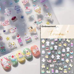Graffiti Lines Apple Dog Car Bowknot Love Heart Flower Capture Net Grid Butterfly Rain Adhesive Nail Art Sticker Manicure Decals (ONLINE ORDER ONLY)