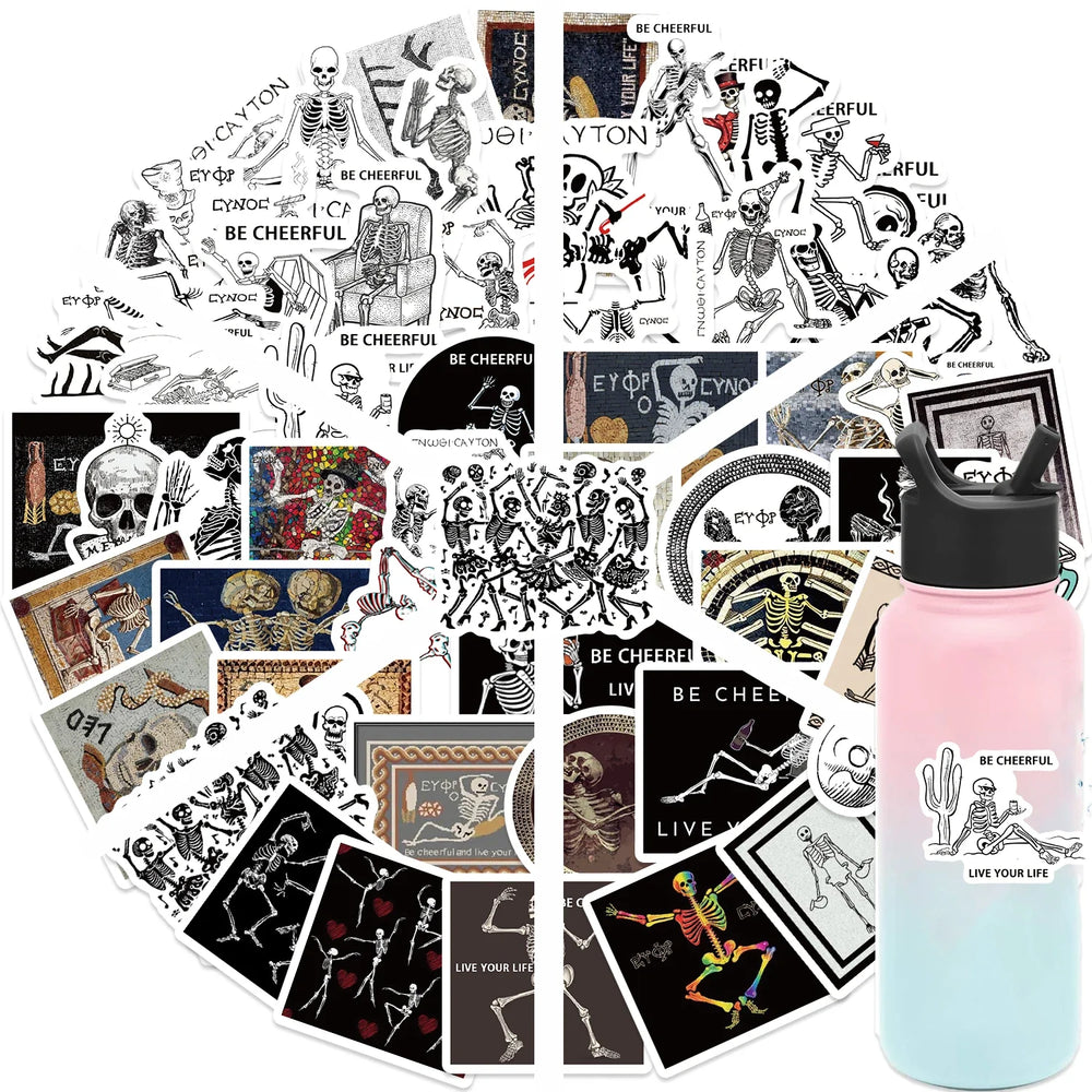 62pcs Ancient Greek Mosaic Canvas Stickers Funny Horrible Graffiti Decals Laptop Luggage Skateboard Motorcycle Scrapbook (ONLINE ORDER ONLY)