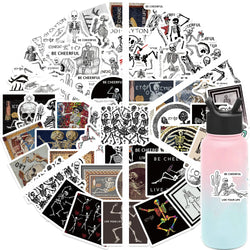 62pcs Ancient Greek Mosaic Canvas Stickers Funny Horrible Graffiti Decals Laptop Luggage Skateboard Motorcycle Scrapbook (ONLINE ORDER ONLY)