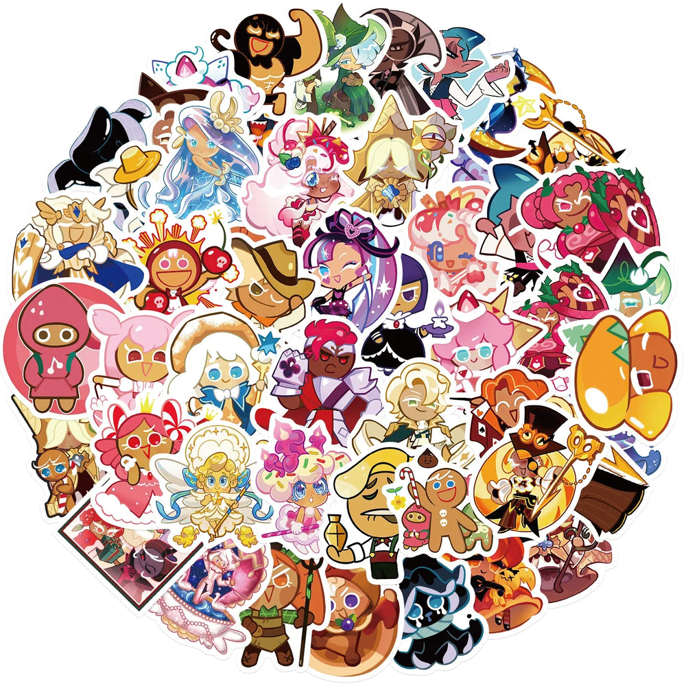 50PCS Cookie Run Kingdom Stickers Toys Skateboard Guitar Computer Refrigerator Desk Cartoon Cute Creative Graffiti Sticker (ONLINE ORDER ONLY)