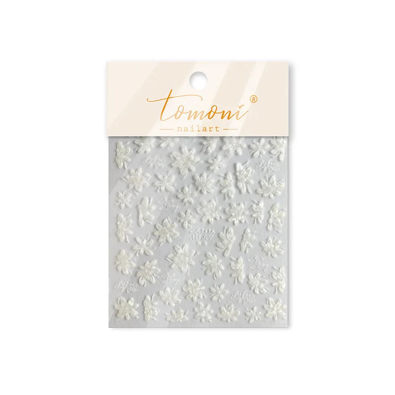 White Pink Flower Dreamy Romantic Petal Jelly Shiny Peach Blossom Polarized Light Delicate Nail Art Stickers 5D Manicure Decals (ONLINE ORDER ONLY)