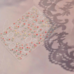 Retro Border Colourful Pink Purple Tulip Flower Bouquet Garden Fragrant 5D Soft Relief Adhesive Nail Art Sticker Manicure Decals (ONLINE ORDER ONLY)