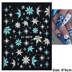 Cute Deer Christmas Nail Stickers 5D Embossed Elk Star Gingerbread Man Snowflake Santa Claus Holly DIY Winter Engraved Manicure* (ONLINE ORDER ONLY)