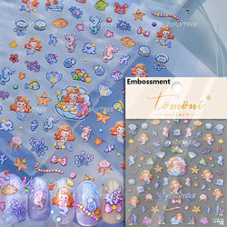 Shiny Mermaid Tail Fish Tail Sea Wave Jelly Spoondrift Shell Starfish Ocean Romantic Delicate Nail Art Stickers Manicure Decals (ONLINE ORDER ONLY)