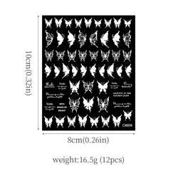 4pcs Elegant Metallic Butterfly Nail Art Stickers Holographic Silvery Chrome Effect Butterfly Sliders for Nails Manicure Decors* (ONLINE ORDER ONLY)