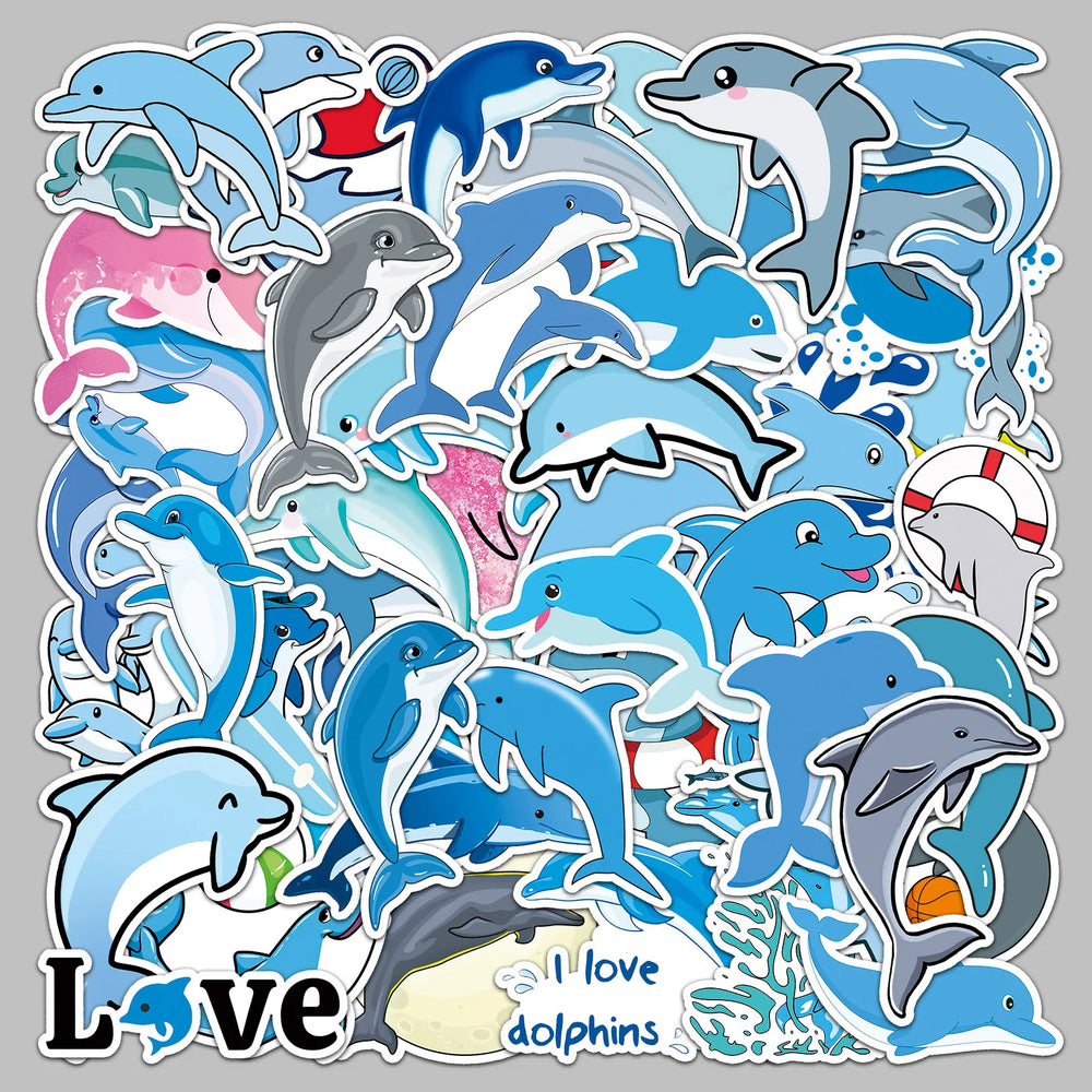 50pcs Dolphin Marine Animal Stickers for Helmet, Wall, DIY Decoration (Online Order Only)