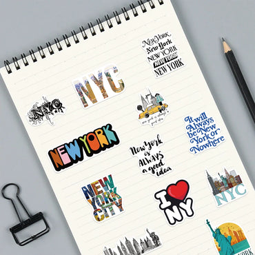 New York Travel Art Graffiti Stickers - 10/25/50PCS for Luggage, Guitar, Helmet, Laptop, PVC Decals (Online Order Only)