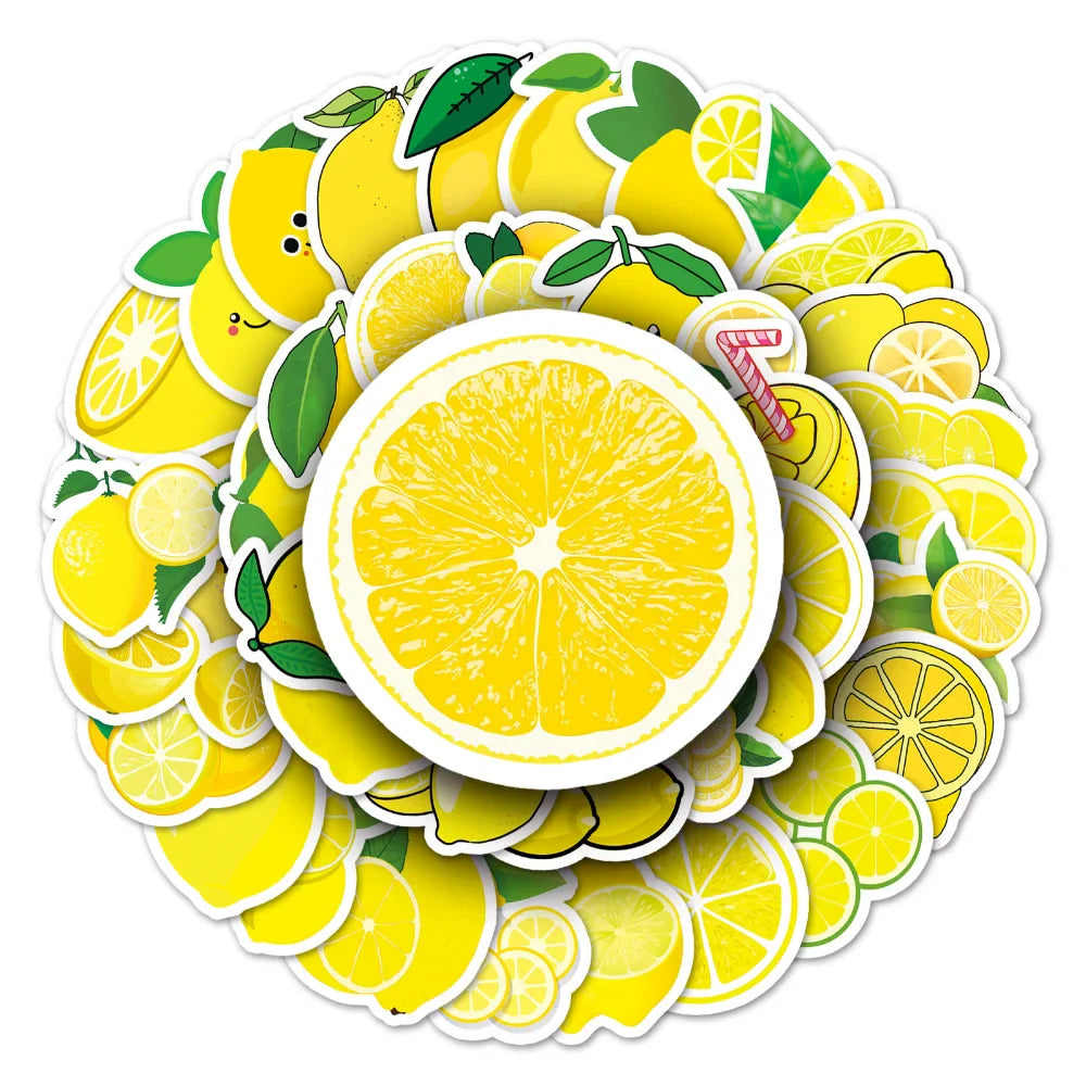 50Pcs Fruit Sticker Boxed Lemon Stationery DIY Handmade Recipe Food Salad for Refrigerator Gift Sticker Decoration New 2023 (ONLINE ORDER ONLY)