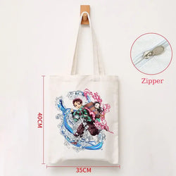 Demon Slayer Canvas Bag: Nezuko & Tanjiro Zipper Tote (ONLINE ORDER ONLY)