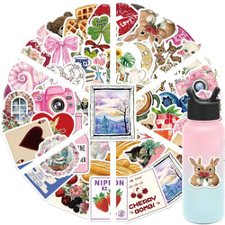 50PCS Aesthetic Pinterest Sticker Cartoon Aesthetic Cute Decals Laptop Notebook Phone Decoration Fashion Sticker (ONLINE ORDER ONLY)