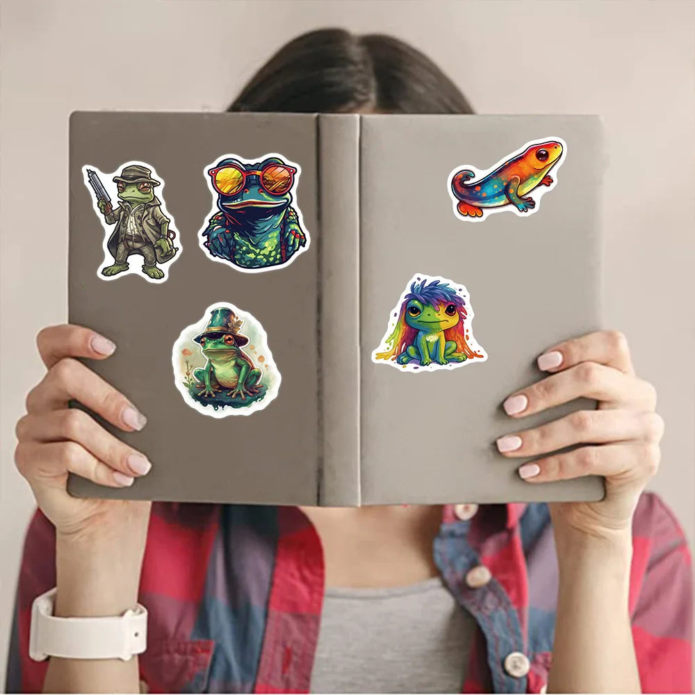 50pcs Psychedelic Frog Stickers For Guitar Laptop Helmet Scrapbook Suitcase Stationery Phone Vintage Sticker Craft Supplies (ONLINE ORDER ONLY)