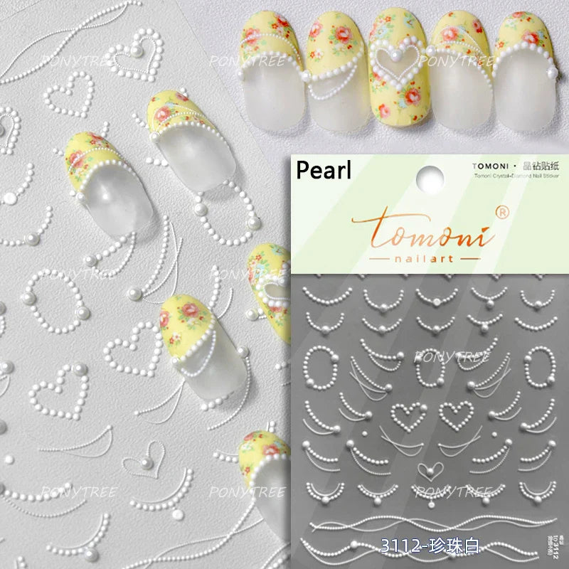 Gold Silver Line Irregular Shape Shiny Rhinestone 5D Bronzing Soft Relief Self Adhesive Nail Art Stickers Nail Decoration Decals (ONLINE ORDER ONLY)
