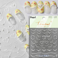 Gold Silver Line Irregular Shape Shiny Rhinestone 5D Bronzing Soft Relief Self Adhesive Nail Art Stickers Nail Decoration Decals (ONLINE ORDER ONLY)