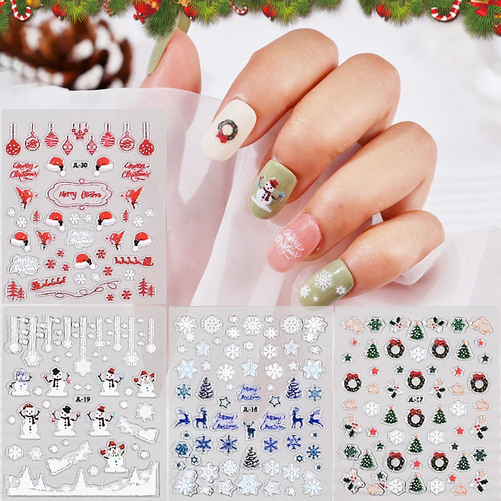 30 Sheets Cute Penguin Winter Nail Stickers Set 3D Snowflake Christmas Decals Tree Elk Bell Self Adhesive Slider Manicure Tips * (ONLINE ORDER ONLY)