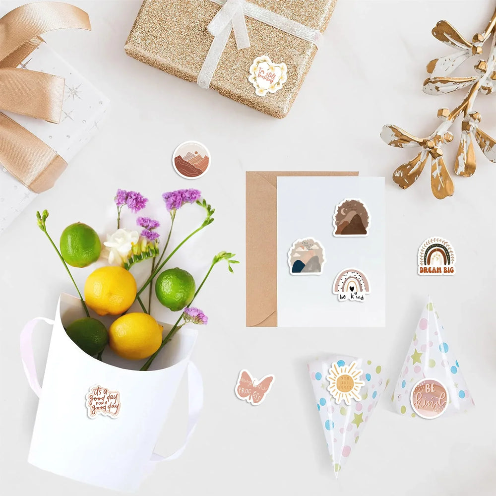 500pcs/roll BOHO Inspirational Journal Materials Cartoon Graffiti Stickers Phone Guitar Laptop Notebook Suitcase Bottles Gift (Online Order Only)