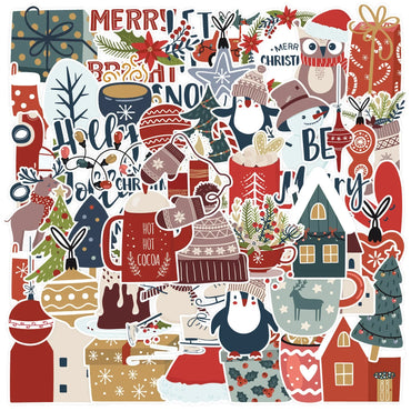 10/50PCS Cute Santa Claus Christmas Cartoon Stickers for Kids Laptop Phone Scrapbook Luggage Refrigerator Notebook Sticker Toy (Online Order Only)