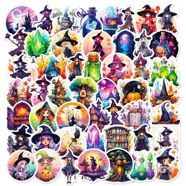 10/50PCS Cute Gothic Magic Witch Girl Pharmacist Stickers DIY Scrapbook Laptop Fridge Luggage Phone Graffiti Decoration Sticker (Online Order Only)