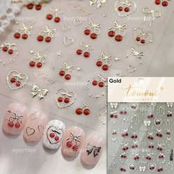Gold Silver White Black Pink Blue Bowknot Ribbon Flat 3D Line Gird Strap Tie Elegant Charming Nail Art Stickers Manicure Decals (ONLINE ORDER ONLY)