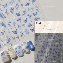 Vibrant and Lively Pullulate Purple Blue Snow Orchid Flower Garden Springtime Adhesive Nail Art Sticker Chic 3D Manicure Decals (Online Order Only)