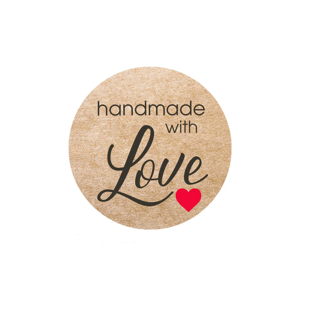 100-500pcs Brown Round Kraft Paper Sticker Handmade With Love Sticker Scapbooking For Envelope Seal Labels Stationery Sticker (ONLINE ORDER ONLY)