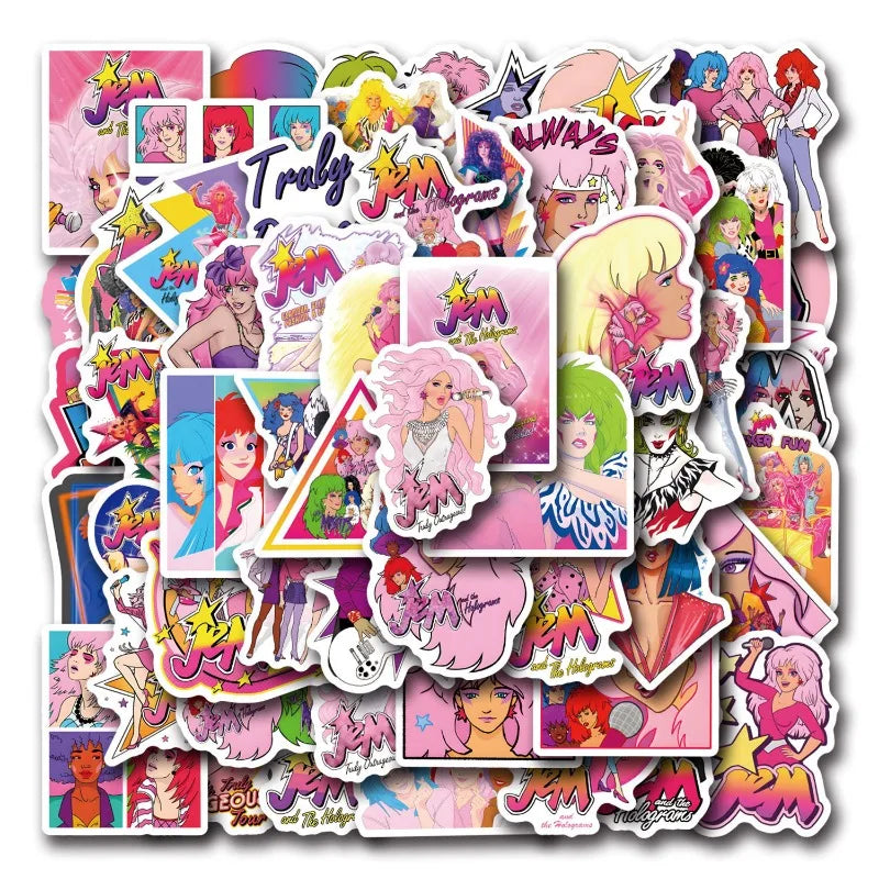 55pcs Jem and The Holograms Stickers for Laptop, Phone, Water Bottle, Suitcase, Stationery, Refrigerator (ONLINE ORDER ONLY)