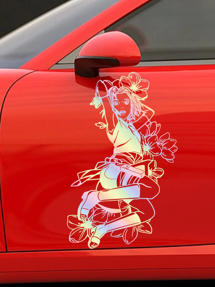 Anime Large Pattern Car Sticker Japanese Anime Cherry Blossom Decoration Window Side Auto Parts Girl Vinyl Decals (ONLINE ORDER ONLY)