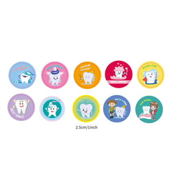 500pcs Cute Cartoon Dental Tooth Shaped Stickers Roll Teeth Health Graffiti Decal Toy DIY Scrapbook Phone Car Waterproof Sticker (Online Order Only)