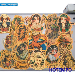 50Pieces Yellowing Retro Decals Old School Tattoo Girl Sailor Funny Stickers for Bike Car Motorcycle Guitar Phone Laptop Sticker (Online Order Only)