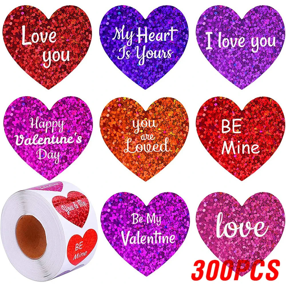 100-500pcs 1inch Red Heart Stickers for Valentine's Day New Baking Packaging Sticker Envelope Seals Love Decorative Stickers (ONLINE ORDER ONLY)