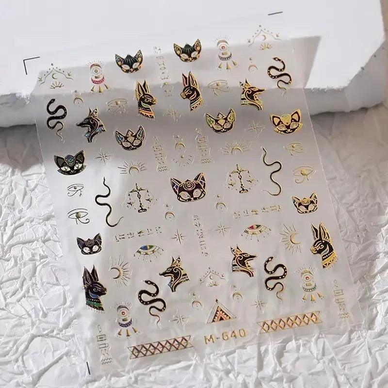 Cute Cat Eye Fishbone Animals Leopard Cat Ginger Cat Kitten Exclamation Point Paw Self Adhesive Nail Art Sticker Manicure Decals (ONLINE ORDER ONLY)