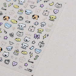 Line Cat Dog Bear Rabbit Chicken Animals Apple Cherry Cake Bowknot Butterfly Balloon Rainbow Nail Art Stickers Manicure Decals (ONLINE ORDER ONLY)