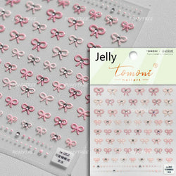Purple Gold Silver Bowknot Cherry Fruit Cute Ribbon Tie Line Delicate 3D Adhesive Nail Art Stickers Manicure Decals Wholesale (Online Order Only)