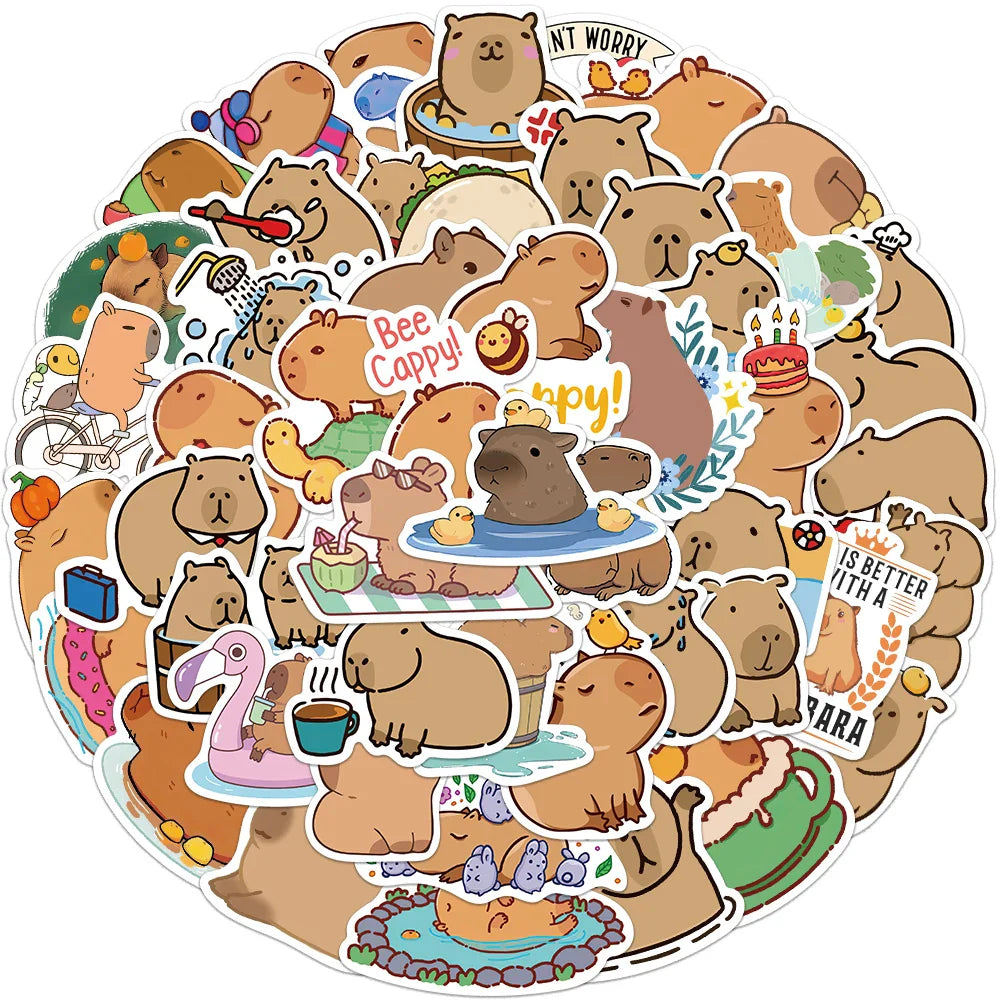 50PCS Capybara Stickers for Car, Motorcycle, Luggage, Phone, Guitar, Laptop, Helmet, Kid Gift (ONLINE ORDER ONLY)