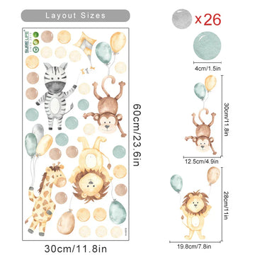 Boho Giraffe Lion Watercolor Wall Stickers Nursery Decor (ONLINE ORDER ONLY)