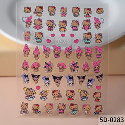 1pc 5D Pink/Black Hello Kitty Nail Art Stickers Anime Cartoon Japanese Cartoon KT Cat Manicure Decal Luxury DIY Nail Accessories (ONLINE ORDER ONLY)