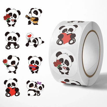 100-500pcs Panda Cute Cartoon Stickers 1inch Reward Sticker Gift Decoration Stationery Stickers (Online Order Only)