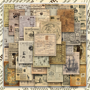 35PCS Vintage Parchment Newspaper Stickers for DIY Scrapbook, Phone, Laptop, Bike (ONLINE ORDER ONLY)