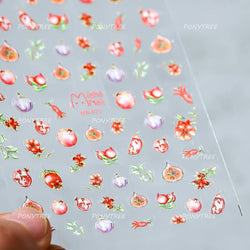 Fig Guava Pitaya Honey Peach Oranges Watermelon Strawberry Apple Pineapple Fruit Nail Art Decoration Stickers Manicure Decals (ONLINE ORDER ONLY)