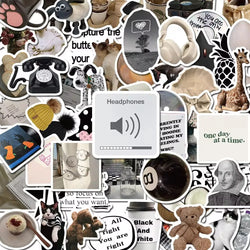 60pcs Ins Style Modern Fashion Classic Stickers Aesthetic Phone Wall Scrapbook Motorcycle Waterproof Sticker for Kids Toys Gifts (Online Order Only)
