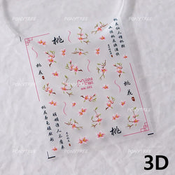 Chic Begonia Flower Miss-grass Pink Gradient Cherry-apple Tree Leaves Peach Blossom Adhesive Nail Art Spring Nail Stickers Decal (ONLINE ORDER ONLY)