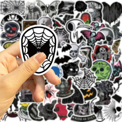 60PCS Dark Skull Spider Web Graffiti Sticker Cartoon Creative Sticker For Guitar Computer Car Waterproof Children Kids Sticker (ONLINE ORDER ONLY)